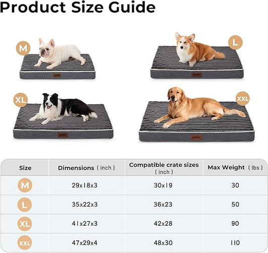 ZOMISIA XXL Dog Bed for Crate - Extra Large Orthopedic Pet Beds with Removable Machine Washable Cover, Egg Crate Foam Puppy Pad, Suitable for Pet Up to 100 lbs, 47"x29"