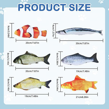 Cat Toys Cat Toy Interactive Fish for Indoor Cats & Kittens, 6 Pack Plush Fishs for Chewing, Soft Fish Play for Cats, No Catnip, Non-Irritating Pet Gift