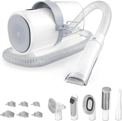 NEWBULIG 5-in-1 Pet Grooming Vacuum Kit, 2.5L Dust Cup, 3 Suction Modes and 5 Groomer Tools, Dog Clippers with Cordless Low Noise for Cats, Dogs Other Animals Hair Trimmer