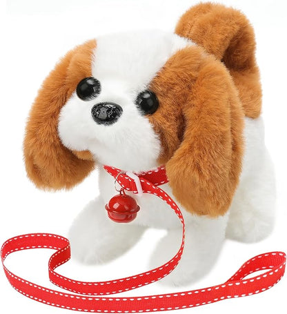 KSABVAIA Plush Saint Bernard Toy Puppy Electronic Interactive Dog - Walking, Barking, Tail Wagging, Stretching Companion Animal for Kids Toddlers