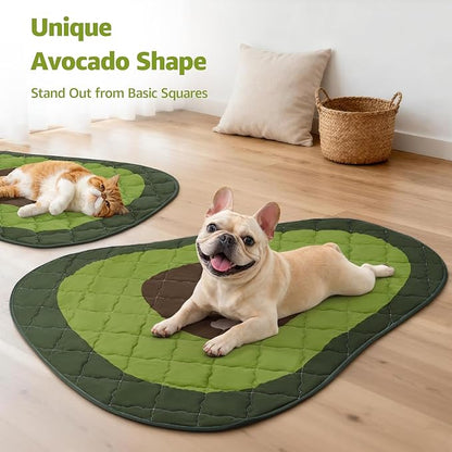 LOOBANI Dog Cooling Mat 60"x40"- Cute Avocado Design Cooling Mat for Dogs (Cool & Warm Side), Waterproof Self-Cooling Mat for Crate, Floor, Car for Medium Dogs, Cats, Pet, Green 60"x40"