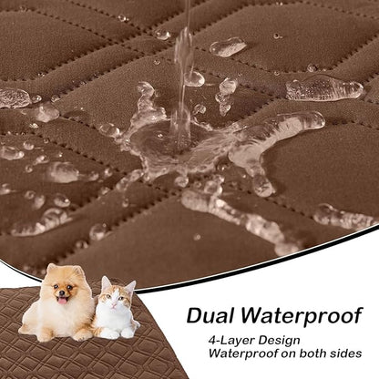 hyha Waterproof Dog Bed Blanket, Soft Pet Blankets, Waterproof Couch Cover for Dogs, Reversible Sofa Covers Washable for Furniture (52x82 Inch, Brown/Brown)