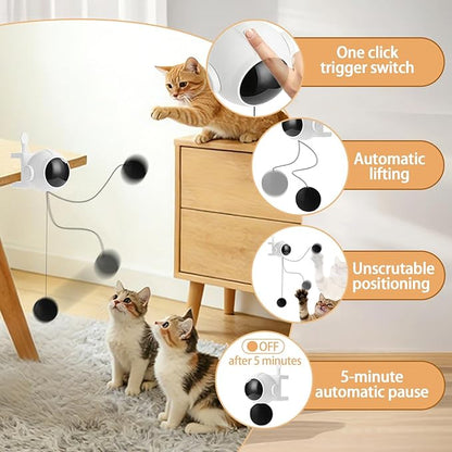 Automatic Interactive Cat Toy Ball, Electronic Self-Play Lifting Hanging Pet Cat Ball Random Up-Down Motion Indoor Cats & Kittens Toy