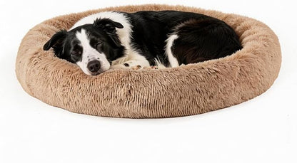 NEWBULIG 30.7x30.7 Inch Dog Bed Large Sized Dog, Donut Shape Cat Beds for Indoor Cats with Washable, Anti-Slip, Faux Fur