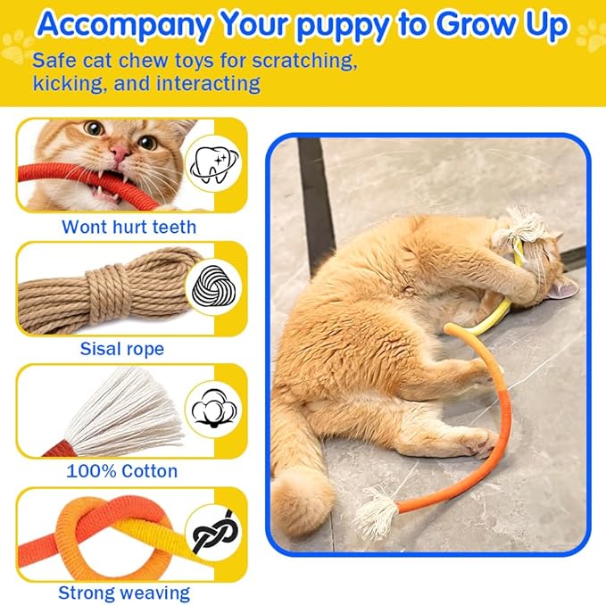 Retro Shaw Cat Toys Chew Ropes with Refillable Catnip for Indoor Kitten Teeth Cleaning, 3Pcs Interactive Cat Rope Kitty Toys for All Breeds 23.6 Inches