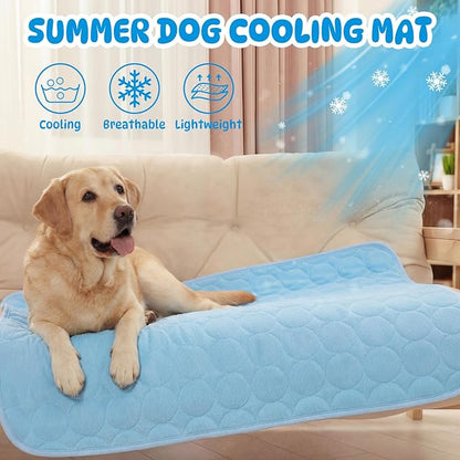 Chunful 4 Pack Pet Cooling Mat for Dogs and Cats, Summer Washable Dog Cooling Pad with Non-Slip Bottom & Storage Bags, Foldable Self-Cooling Blanket for Crate, Sofa, Floor, Car(39 x 59 Inches)