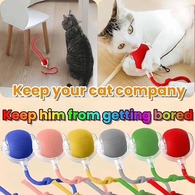 Interactive Rotating Cat Ball Toy, 360 Smart Rolling Ball Electric, Automatic Moving for Cats & Kittens (Grey)