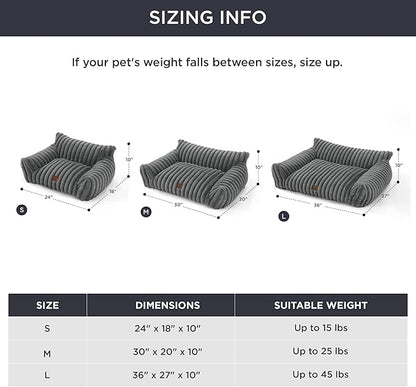 Bedsure ComfyFleece™ Cute Cat Couch for Pets - As Seen on TV on Good Day New York, Small Medium Dog Bed, Supportive Couch Bed for Small Dogs, 30 Inch, Warm Grey