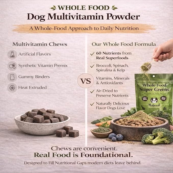 Natural Dog Company Super Greens Food Topper for Dogs, 8oz – Multivitamin & Superfood Powder – Immune, Digestive & Skin & Coat Support – No Fillers or Artificial Preservatives – All Life Stages