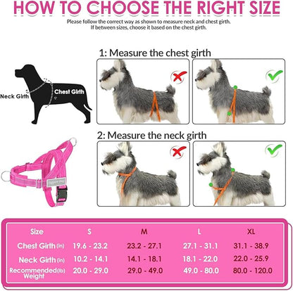 Lukovee No Pull Dog Harness & Leash Set - Heavy Duty Dog Vest Harness with Soft Padded for Medium Large Dogs, Adjustable Reflective Tactical Pet Harness for Easy Walk and Training (S, FU)