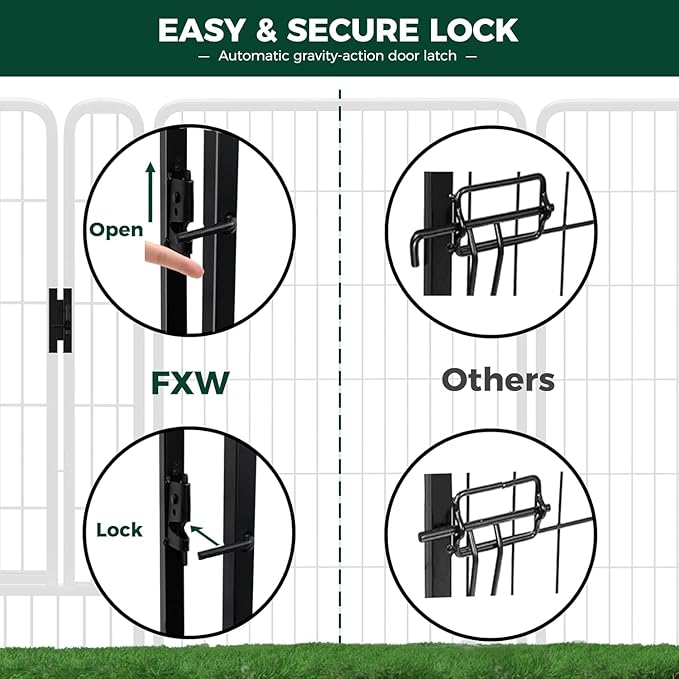FXW Rollick Unleashed Dog Playpen for Indoor, Yard, RV Camping, 50 inch 16 Panels Dog Pen with Playpen Storage Bag (2 Packs) for Large Dogs, Black│Patented