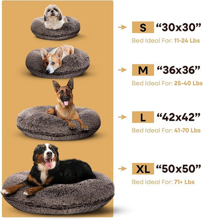 Bessie and Barnie - Luxury Extra Plush Faux Fur Bagel Pet/Dog Bed (Frosted Willow, Me)