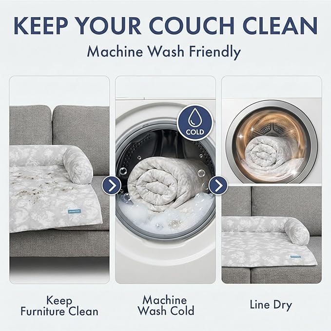 Spark Paws Cooling Couch Cover Dog Bed, Furniture Protector Mat, Non-Toxic Washable Pet Cooling Pad for Large & Small Dog - Cloud Grey - Size XXL