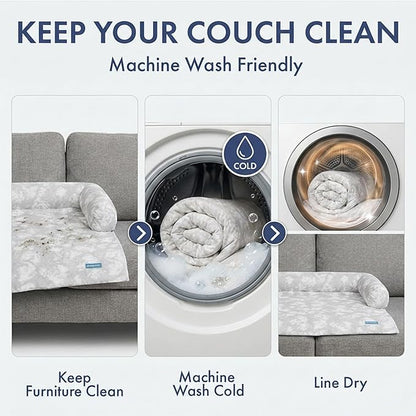 Spark Paws Cooling Couch Cover Dog Bed, Furniture Protector Mat, Non-Toxic Washable Pet Cooling Pad for Large & Small Dog - Cloud Grey - Size XL