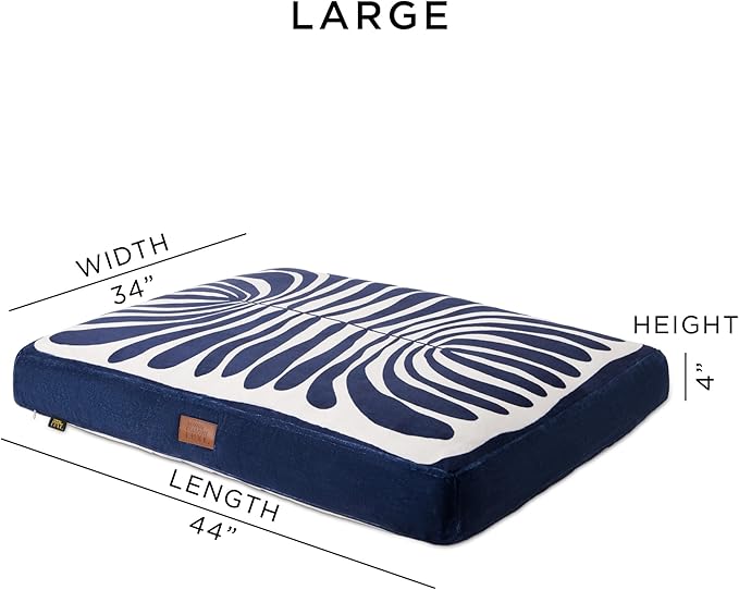 Town & Country Luxe CuddleTown Matisse Everwash® Pillow Pet Bed, Water Repellent Floor Pillow, Machine Washable Cover, Soft & Calming, Navy Blue, Large 44"x34"x4"