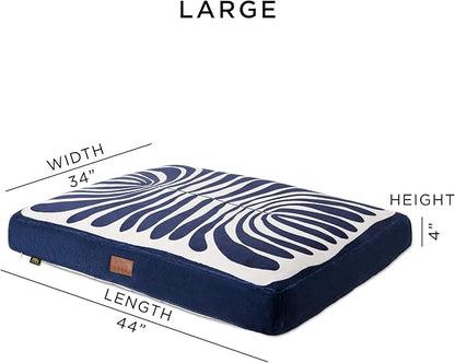 Town & Country Luxe CuddleTown Matisse Everwash® Pillow Pet Bed, Water Repellent Floor Pillow, Machine Washable Cover, Soft & Calming, Navy Blue, Large 44"x34"x4"