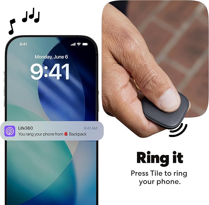 Life360 Tile - Bluetooth Tracker, Keys Finder and Item Locator for Keys, Bags and More. Phone Finder. Both iOS and Android Compatible. 4-Pack (Black)