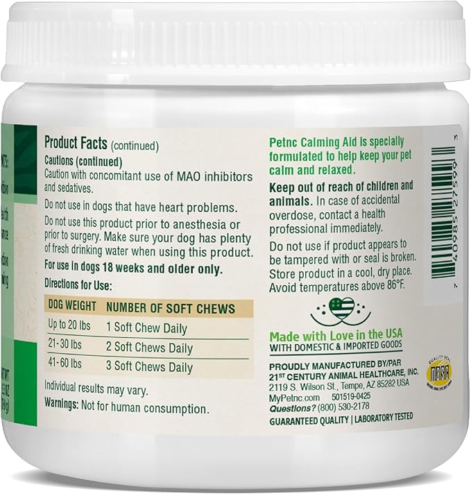 Petnc Calming Aid Soft Chews for Dogs (120 Count), For Dogs of All Sizes, Helps Promote Calmness & Relaxation, Calming Chews for Travel, Grooming, & Separation Support, Liver Flavor