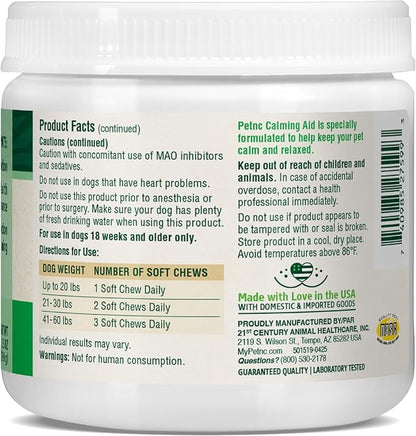 Petnc Calming Aid Soft Chews for Dogs (120 Count), For Dogs of All Sizes, Helps Promote Calmness & Relaxation, Calming Chews for Travel, Grooming, & Separation Support, Liver Flavor