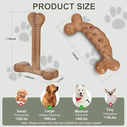 Dog Chew Toys for Aggressive Chewers 2 Pack Tough Dog Bone Toy for Small Medium Large Breed to Keep Them Busy (Medium/Large-Under 60LBS, Bacon Flavored)
