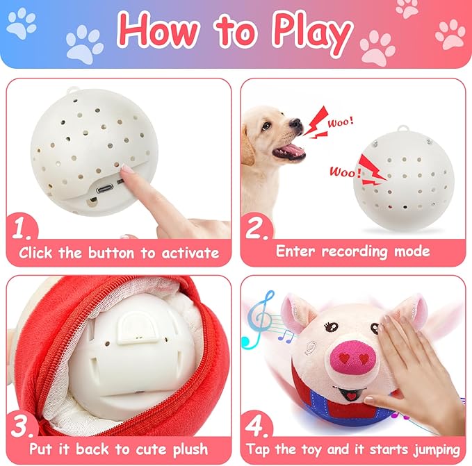 Interactive Dog Toys, Squeaky Dog Toys with Jumping Wiggling, Rechargeable Chew Dog Toy for Small/Medium/Large Dogs to Keep Them Busy
