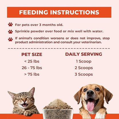 Wellix 7.02oz Vitamins Taurine Powder for Dogs&Cats, All-in-One Multivitamin with Colostrum, Itch Relief, Immune Support, Digestive Support, Chicken Flavor Pet Vitamins and Supplements