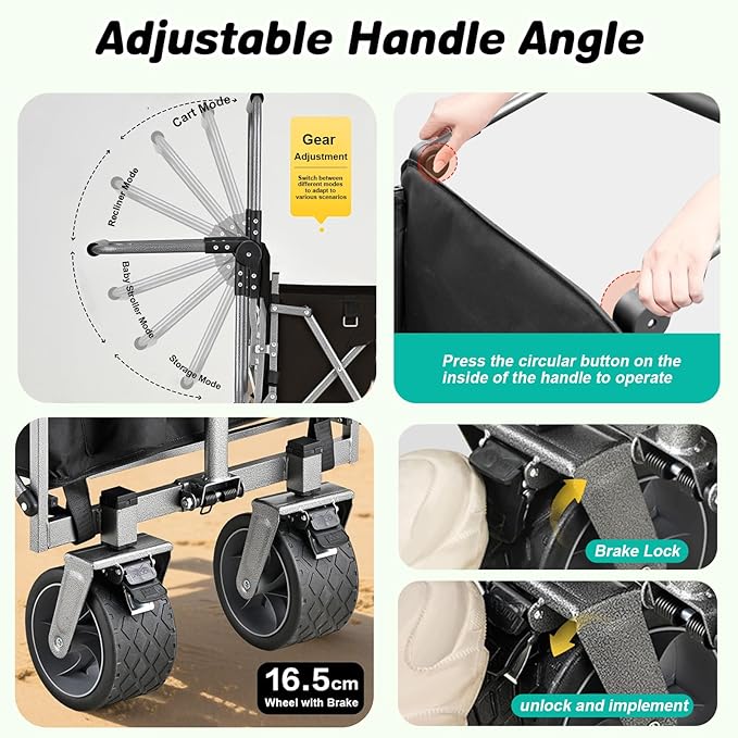 Dog Stroller for Large & Medium Dogs up to 220lbs with Tailgate, Mat, Multiple Pockets, Cup Holder, Storage Baskets, All-Terrain Foldable Large Pet Dog Wagon for Road Trips, Vet Visits, or Park Day