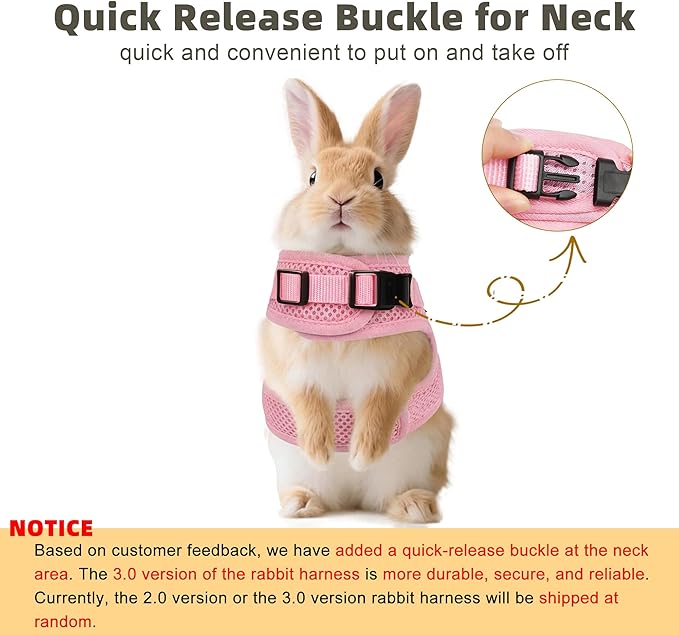 AIITLE Rabbit Harness and Leash Set with Cute Bow, Soft Breathable Mesh Vest Harness for Rabbits Kitten Ferret Puppy Small Pets Walking Supplies Pink S
