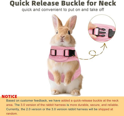 AIITLE Rabbit Harness and Leash Set with Cute Bow, Soft Breathable Mesh Vest Harness for Rabbits Kitten Ferret Puppy Small Pets Walking Supplies Pink S