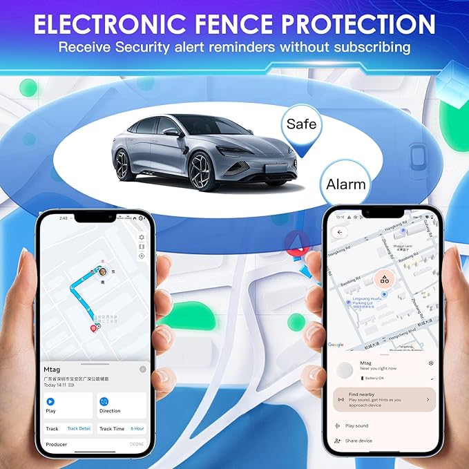 Mini GPS Tracker for Vehicles – Hidden Magnetic Car Tracker Device, Real-Time GPS Tracking for Kids, Car, Pets, No Monthly Fee, Works with Apple Find My and Google Find Hub, Vehicle Locator (2 Sets)