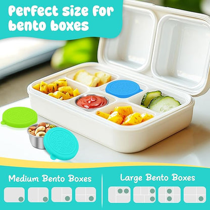 LIEMAND 6x1.6 oz Salad Dressing Container to Go, Leakproof Reusable Stainless Steel Small Container with Lid,Sauce Containers for Lunch box,Picnics,Travel,Office and Meal Prep