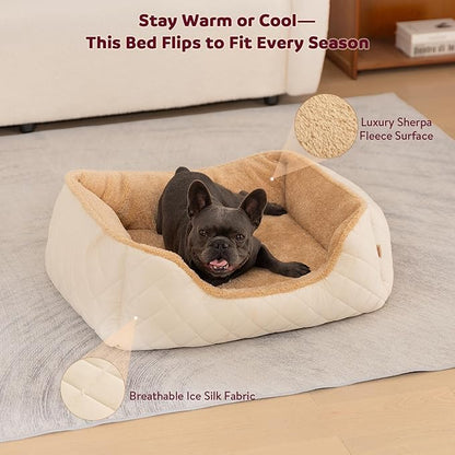 Cooling Orthopedic Dog Bed for Small Dogs & Puppies - Memory Foam for Joint Pain & Arthritis, Pet Bed w/Washable Removable Cover & Waterproof Liner, Dog Couch w/Raised Bolster & Non-Slip Base