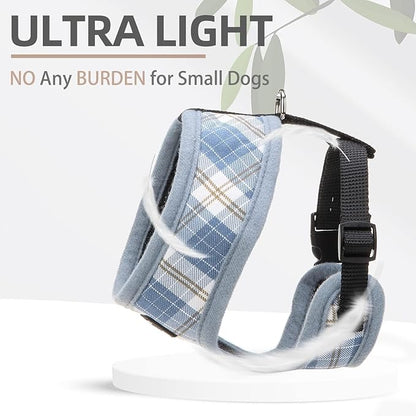 PUPTECK Soft Mesh Dog Harness and Leash Set Pet Puppy Cat Comfort Padded Vest No Pull Harnesses, Sky Blue, M