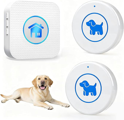 Dog Door Bell, Wireless Dog Doorbells for Potty Training – Dog Bells to Go Outside, 1000Feet Range, Waterproof Button, 55 Melodies & 5 Notification Modes (2 Button White)
