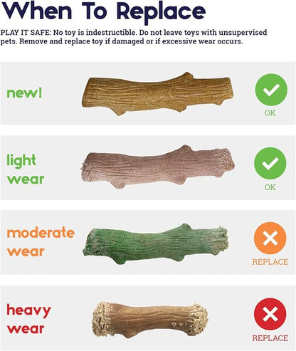 Pupstages Super Dogwood Dog Chew Toy – Real-Wood Blend, Natural Wood Flavor & Texture, Moderate Chewers, XS, 6"