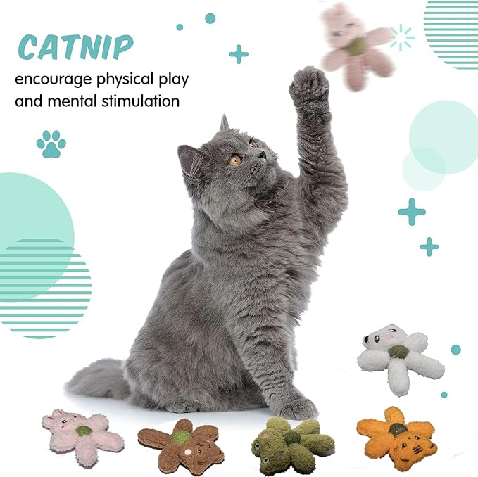 Plush Catnip Toys for Indoor Cats, Interactive Kitten Chew Toys for Teething & Dental Care, Durable Nylon Animal Shape Kicker Toy with Natural Catnip Ball for Boredom Relief (Rabbit)