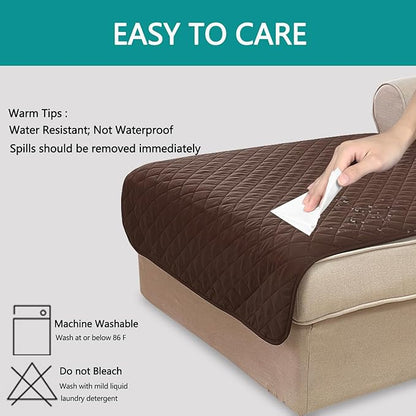 U-NICE HOME Sectional Couch Cover for Dogs Pets Chaise Lounge Reversible Sofa Cover Furniture Protector with Elastic Adjustable Strap, Chocolate/Taupe