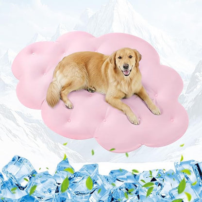 Dog Cooling Mat, 53'' × 40'' Large, Self-Cooling Mat for Dog, (Cool & Warm) Double-Sided Pet Cool Pads for Crate, Kennel, Machine Washable Summer Blanket, Cat Cool Bed, Non-Gel, Pink