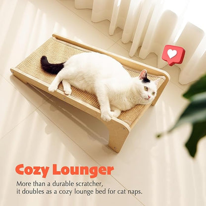 PETKARAY L Shape Cat Scratcher, Sisal Kitty Scratching Ramp, Vertical Scratch Pad for Indoor Cats, 25.2" Furniture Protector with Catnip, Chevron