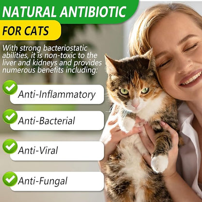 Antibiotics for Cats, Natural Antibiotic Pet Supplements Supports Immune & Cats Allergy Relief, Cat Multivitamin UTI Drops for All Ages & Breeds of Cat, Chicken Flavour - 2 Fl Oz / 1 Pack