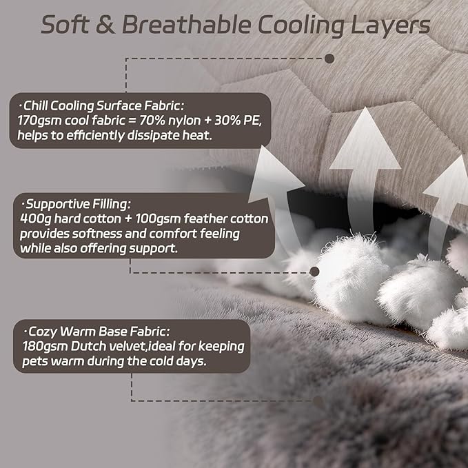 Dog Cooling Mat, Breathable Cooling Mat for Dog Pet Blanket, Washable Cooling Pad for Dogs & Cats, Summer Relief Greige Neutral Decor Mat for Crate, Floor and Car, Taupe, Size B (48"L x 28"W)