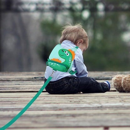 Accmor Toddlers Leash + Anti Lost Wrist Link, Baby Walking Harness Kids Safety Harness Cute Dinosaur Kids Walking Wristband Assistant Strap Belt for Boys (LightGreen)