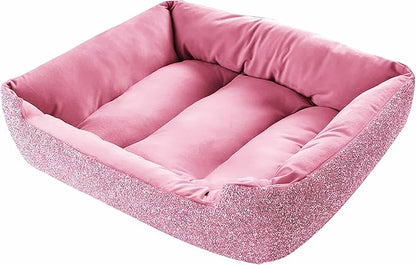 Sparkles Home Pet Bed, Sparkling Rhinestones, Soft, Comfortable Velvet, for Lounging Dogs, Cats, Pets, Pink, Small, Sold Individually