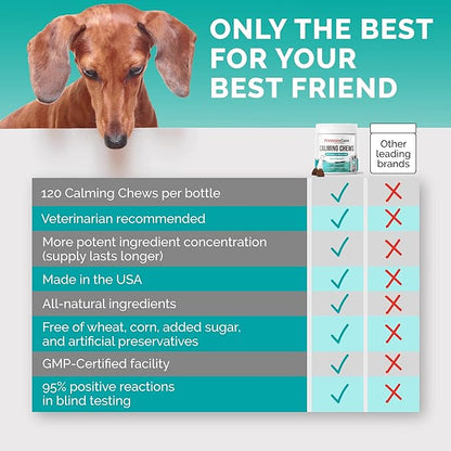 PREMIUM CARE Calming Chews for Dogs, Made in USA - Helps with Dog Anxiety, Separation, Barking, Stress Relief, Thunderstorms and More, 9.3 oz (264g), 120 Count