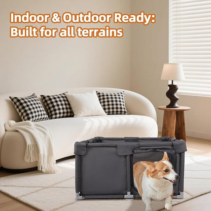 Puppy Playpen Indoor for Small Pets, 37"x37"x18.5" Dog Playpen with Zipper Door, Portable Oxford Fabric Pet Pen Anti-Tipping Design for Puppies, Kittens, Rabbits