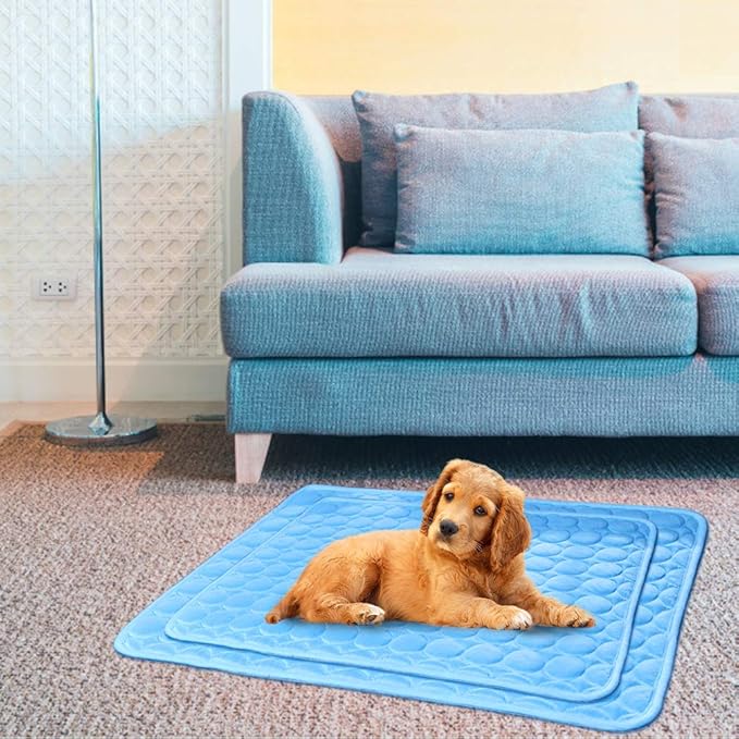 2026 Upgraded Washable Dog Cooling Mat Ice Silk Cooling Mat for Dogs Pet Self Cooling Pad Blanket Dog Cooling Pad (Q-Max>0.4) for Indoor & Outdoor Car Seats (Blue, 20x16 in)