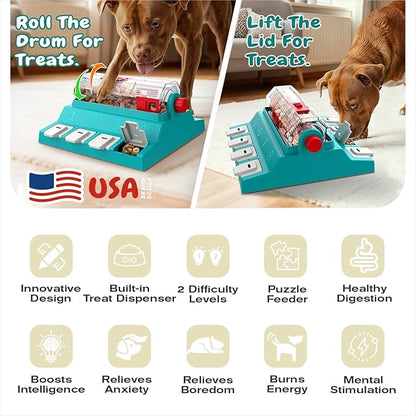 KADTC Dog Puzzle Toy, XL Size, 2 Levels of Challenge, Paw-Activated Rolling Treat Dispenser, Slow Feeder & Mental Stimulation for Medium/Large Dogs Enrichment Toys