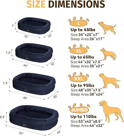 Orthopedic Dog Bed for Medium Dogs, Waterproof Dog Bed with Removable Bolsters, Egg Crate Foam Pet Couch for Medium Size Dog with Machine Washable Cover & Non-Slip Bottom, Navy