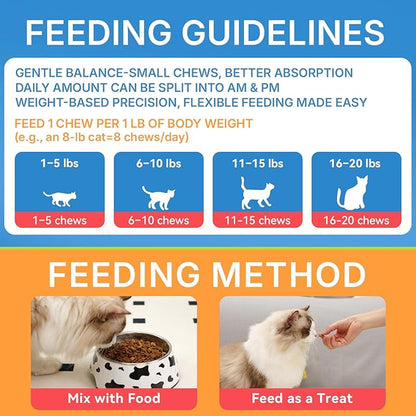 L-Lysine Chews for Cats 500 Chews, Immune & Respiratory Support Crunchy Shell with Krill Core, with Colostrum & Omega-3s for Sneezing and Runny Nose, Chicken Flavor, for All Ages & Breeds Cats