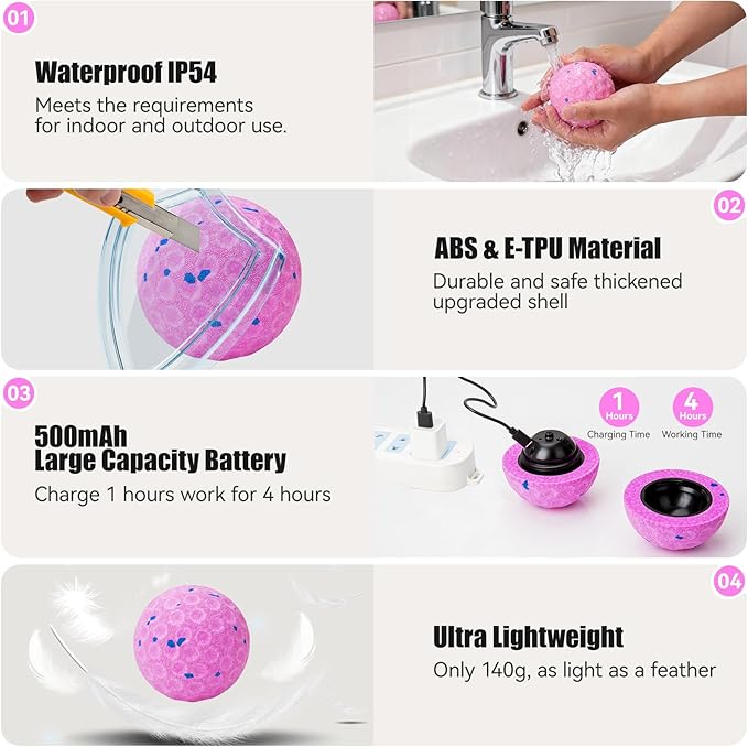 Interactive Dog Toys - Chew-Proof Dog Ball for Aggressive Chewers, Self-Moving Automatic Vibration with 3 Modes, IP54 Waterproof E-TPU, Ideal for Medium and Large Dogs